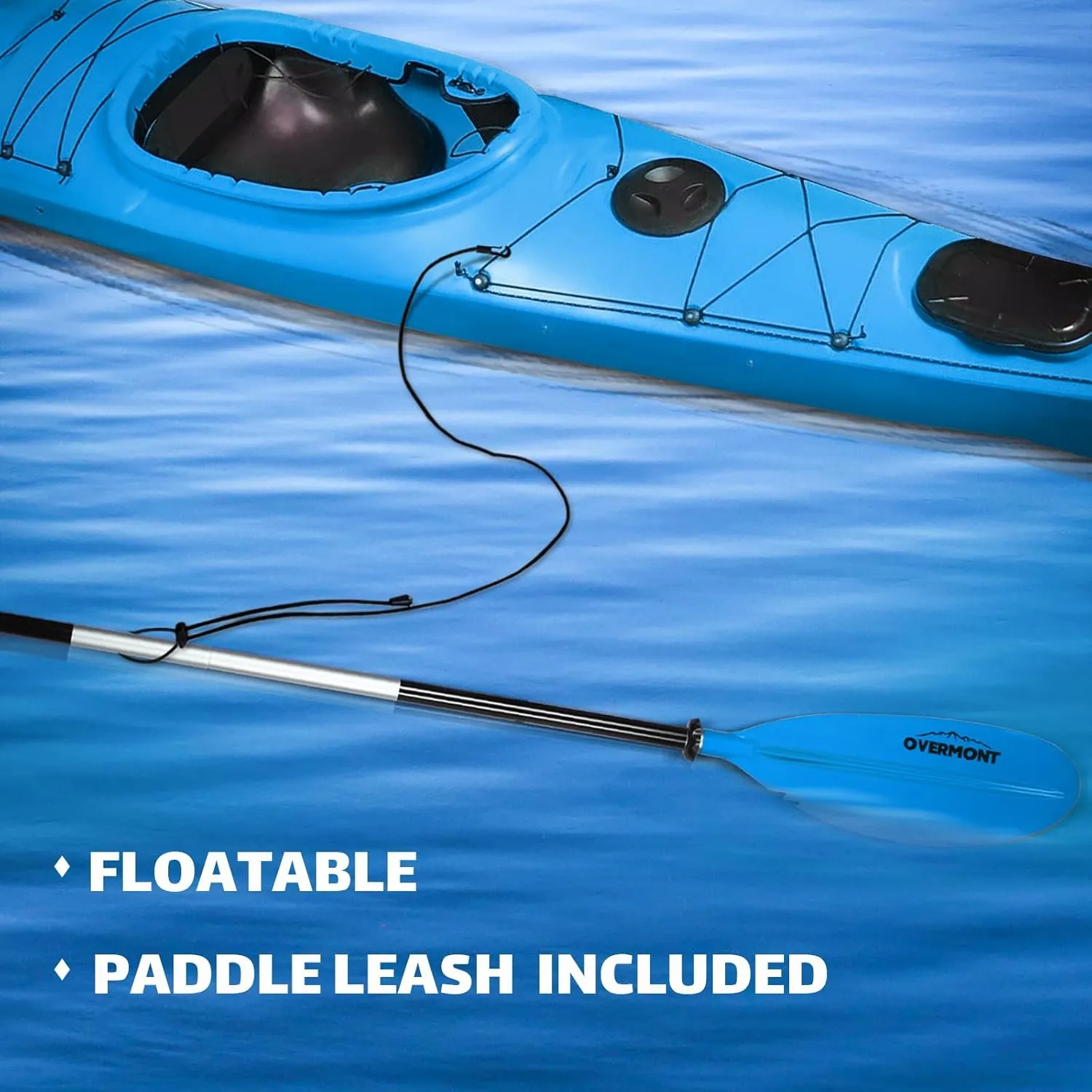 Overmont Kayak Paddles with Leash - Heavy Duty Aluminum Alloy Shaft Boating Oar for Kayaking Boating Canoeing 218cm/86in - 230cm/90.5in - 241cm/95in