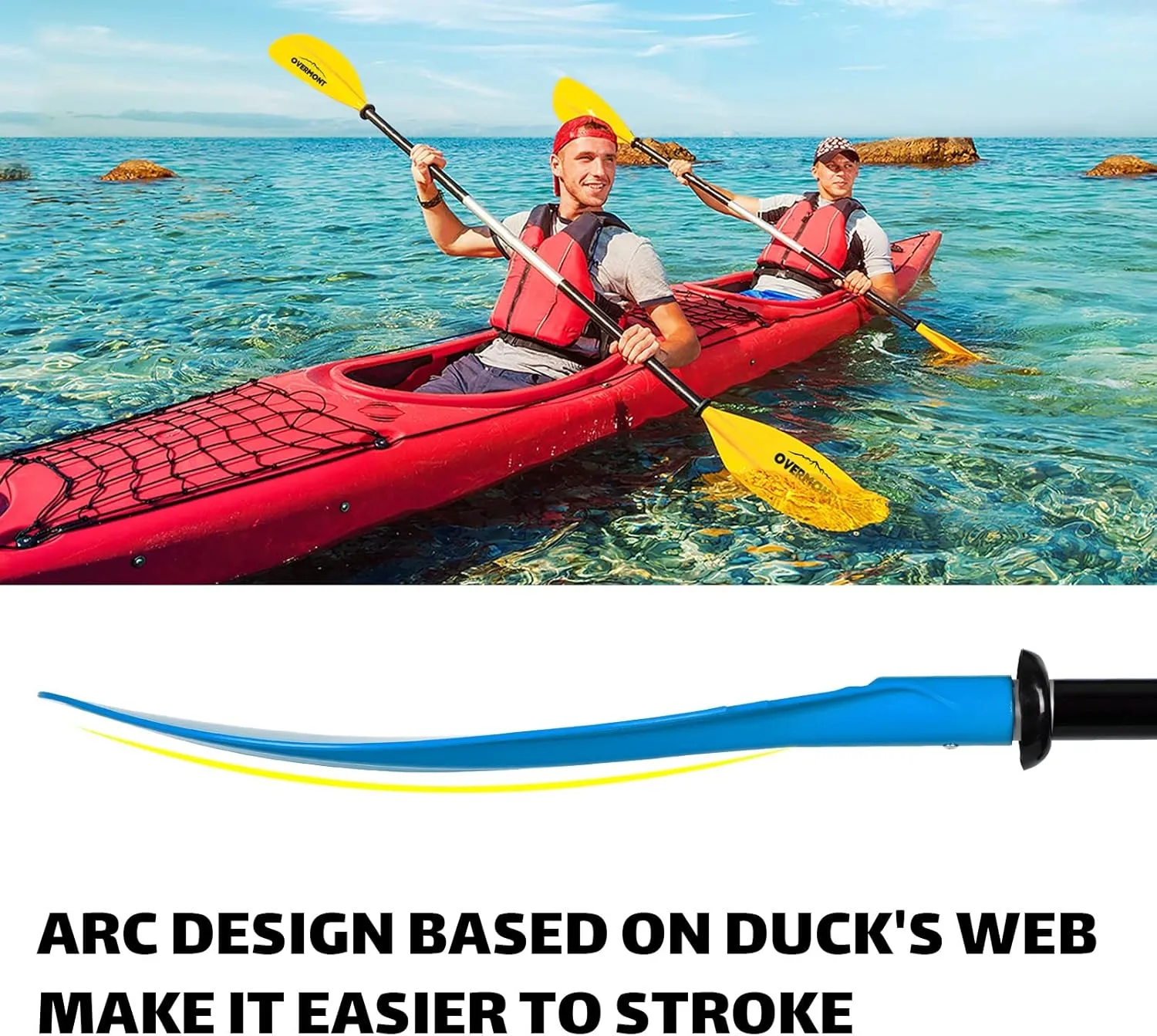 Overmont Kayak Paddles with Leash - Heavy Duty Aluminum Alloy Shaft Boating Oar for Kayaking Boating Canoeing 218cm/86in - 230cm/90.5in - 241cm/95in