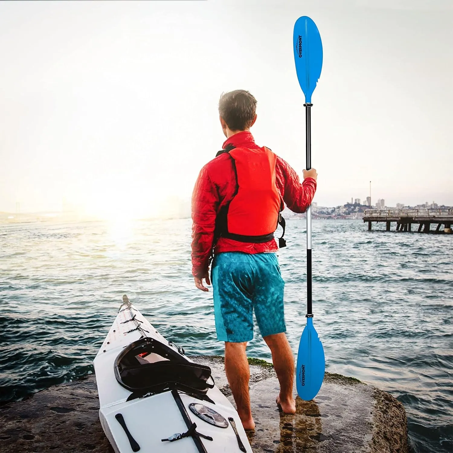 Overmont Kayak Paddles with Leash - Heavy Duty Aluminum Alloy Shaft Boating Oar for Kayaking Boating Canoeing 218cm/86in - 230cm/90.5in - 241cm/95in