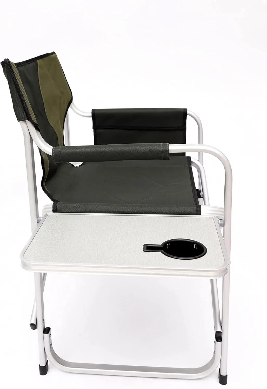 Oversized Folding Camping Chair with Side Table 400lbs Heavy Duty Portable Lawn Chairs Lightweight Aluminum Frame for Camping Fishing Beach Outdoor Use, Green