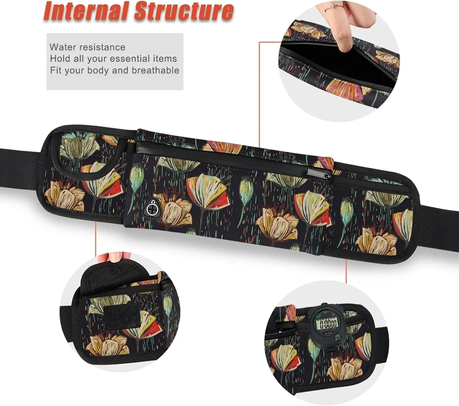 Oyihfvs Adjustable Running Belt, Fanny Pack Waist Pack, Runners Bag, Sports Hiking Fitness Exercise Gym Pouch for Women Men Accessories