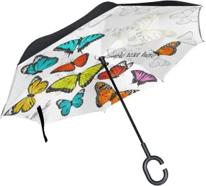 Oyihfvs Double Layer Inverted Umbrella, With C-Shaped Handle Windproof UV Proof Durable Parasol, For Men Women Outdoor Folding Rain Sun