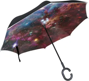 Oyihfvs Double Layer Inverted Umbrella, With C-Shaped Handle Windproof UV Proof Durable Parasol, For Men Women Outdoor Folding Rain Sun
