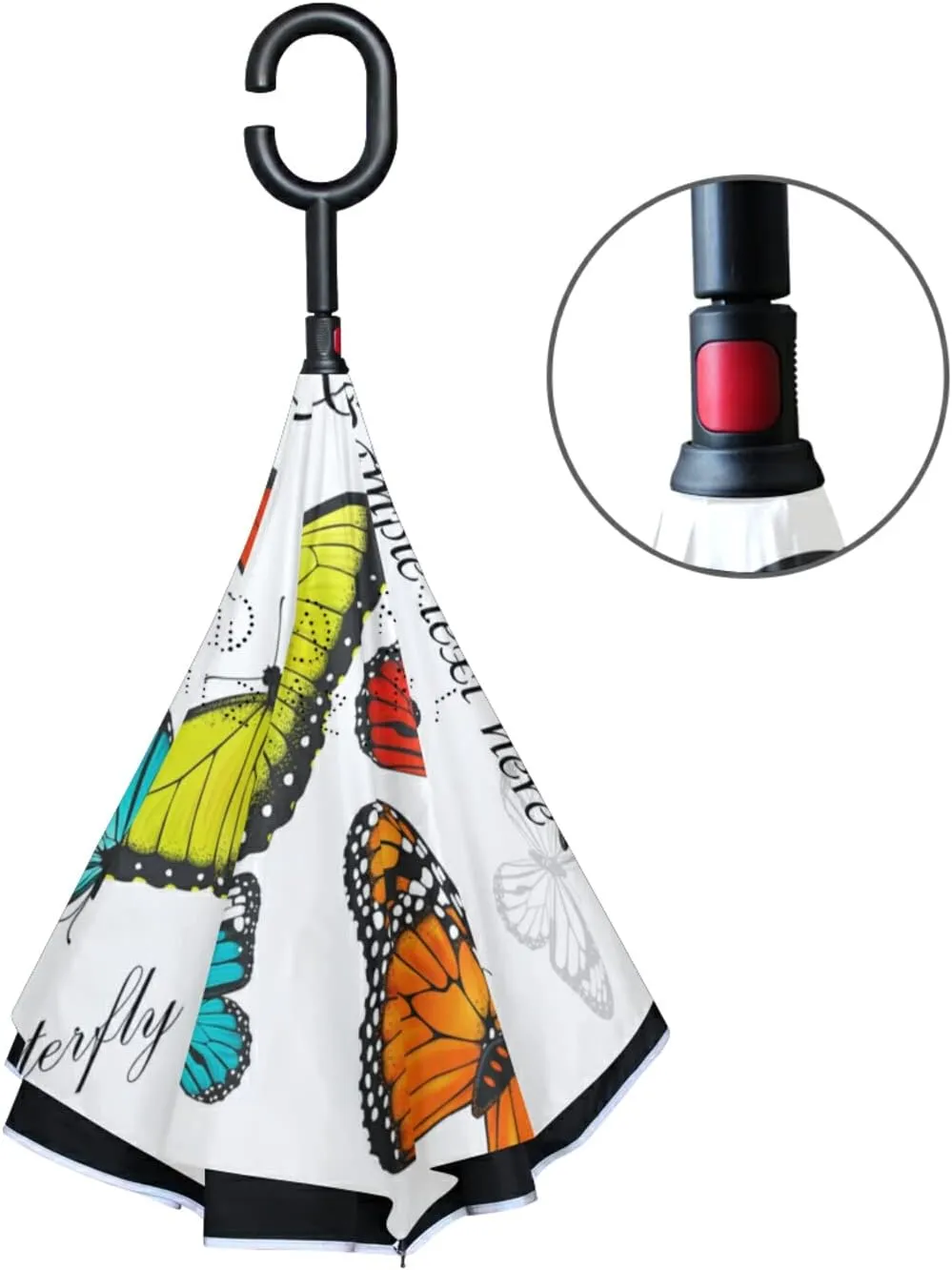 Oyihfvs Double Layer Inverted Umbrella, With C-Shaped Handle Windproof UV Proof Durable Parasol, For Men Women Outdoor Folding Rain Sun