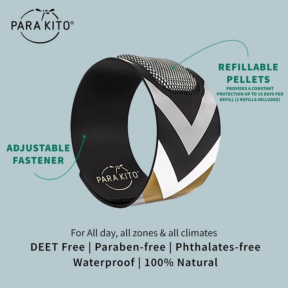 PARA'KITO Mosquito Insect & Bug Repellent Wristband - Waterproof, Outdoor Pest Repeller Bracelet w/Natural Essential Oils - Gold Edition Party Wristbands