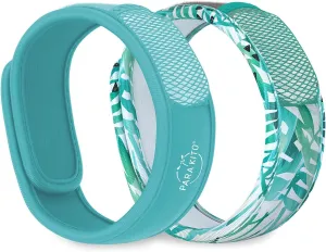 PARA'KITO Mosquito Repellent Bonus Pack - 2 Wristbands | 2 Refills (Turquoise   Foliage)