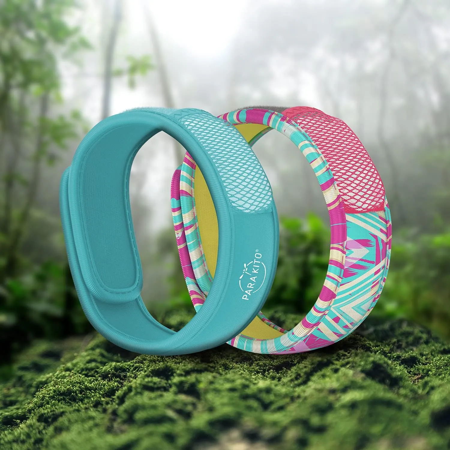 PARA'KITO Mosquito Repellent Bonus Pack - 2 Wristbands | 2 Refills (Turquoise   Key West)