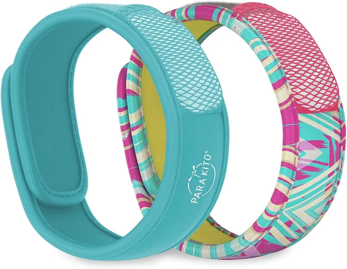 PARA'KITO Mosquito Repellent Bonus Pack - 2 Wristbands | 2 Refills (Turquoise   Key West)