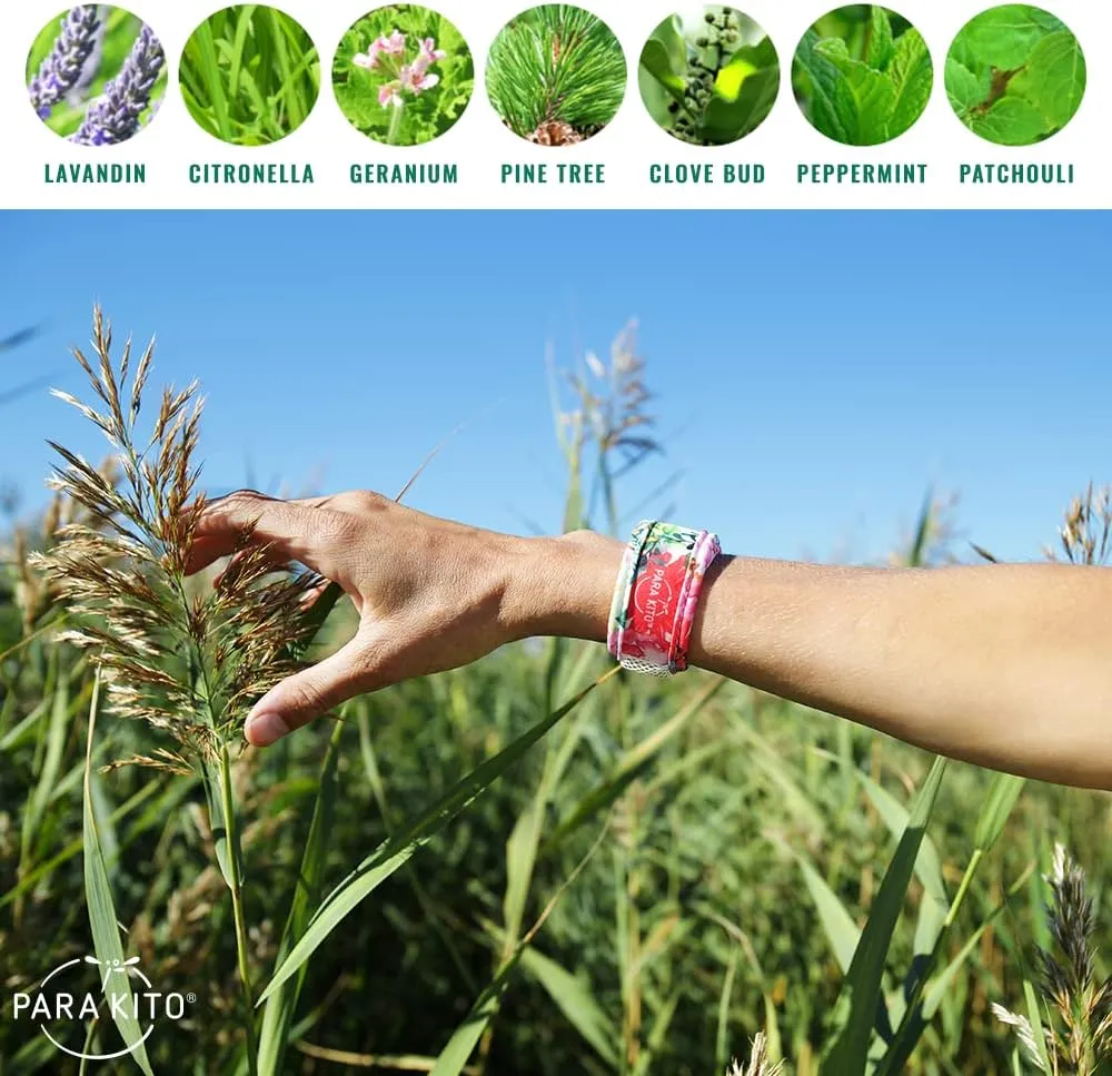 PARA'KITO Mosquito Repellent Bracelets   Refill Pellets Bundle, Mosquito Bracelets, Peppermint Oil, DEET Free Mosquito Repeller, Hiking Accessories, 2 Wristbands & 2 Refills (Smokey Grey Pineapple)