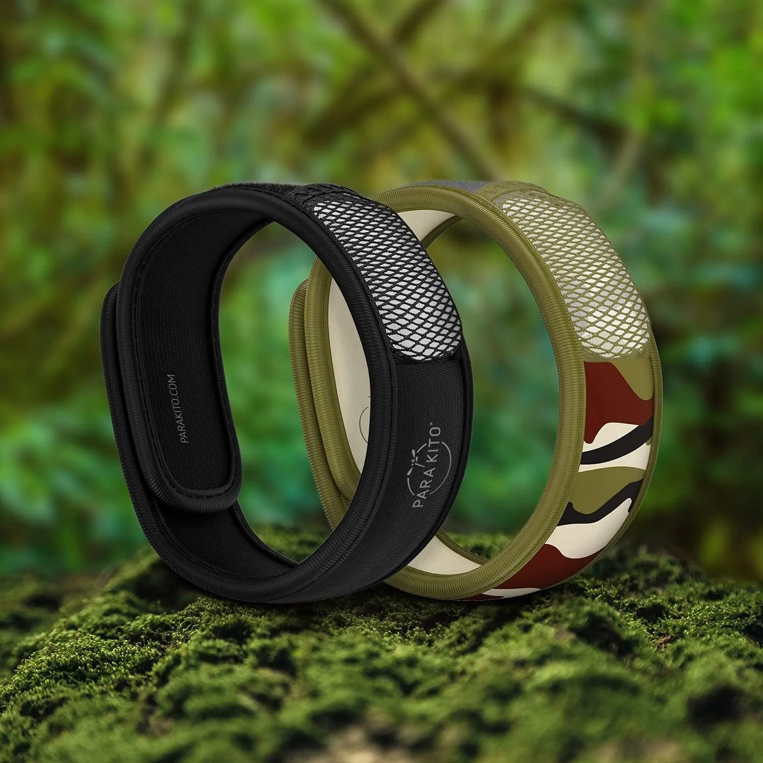 PARA'KITO Mosquito Repellent Bracelets   Refill Pellets Bundle, Mosquito Bracelets, Peppermint Oil, DEET Free Mosquito Repeller, Hiking and Camping Accessories, 2 Wristbands & 2 Refills (Black Jungle)