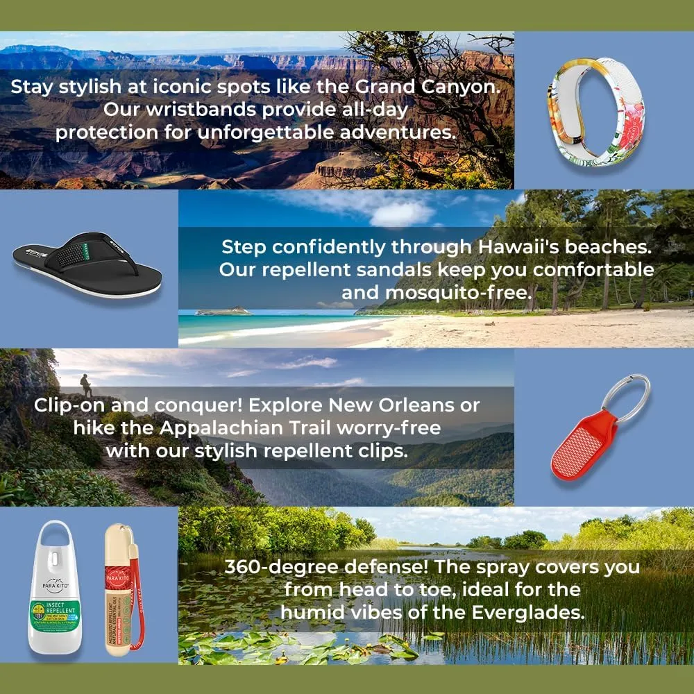 PARA'KITO Mosquito Repellent Bracelets   Refill Pellets Bundle, Mosquito Bracelets, Peppermint Oil, DEET Free Mosquito Repeller, Hiking and Camping Accessories, 2 Wristbands & 2 Refills (Black Jungle)