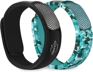 PARA'KITO Mosquito Repellent Bracelets   Refill Pellets Bundle | w/Peppermint Oil, Essential Oils | Hiking & Camping Accessories | Paraben Free, DEET Free - 2 Wristbands & 2 Refills (Black   Conceal)