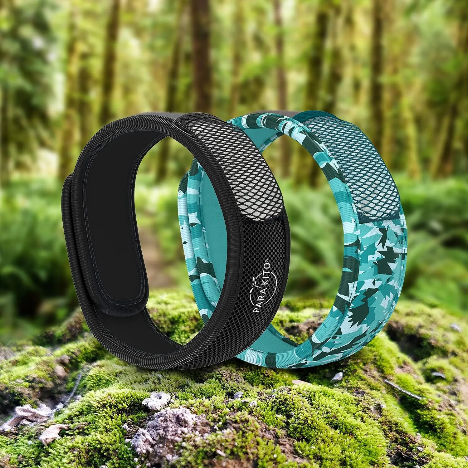 PARA'KITO Mosquito Repellent Bracelets   Refill Pellets Bundle | w/Peppermint Oil, Essential Oils | Hiking & Camping Accessories | Paraben Free, DEET Free - 2 Wristbands & 2 Refills (Black   Conceal)