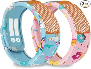 PARA'KITO Mosquito Repellent Pack - 2 Kids Wristbands & 2 Refills Llama/Donut