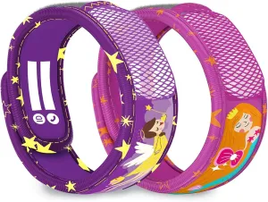 PARA'KITO Mosquito Repellent Pack - 2 Kids Wristbands & 2 Refills Mermaid/Angel