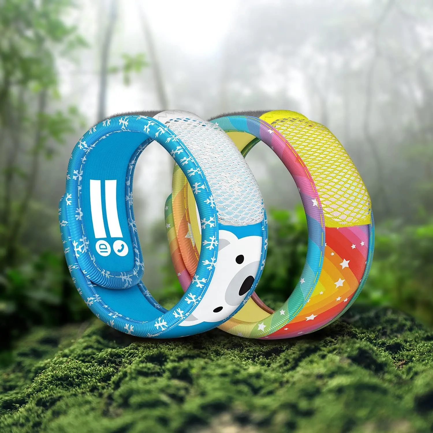 PARA'KITO Mosquito Repellent Pack - 2 Kids Wristbands & 2 Refills Rainbow/Polar Bear