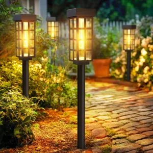 PASAMIC 24" Solar Pathway Lights Outdoor, 8 Pack Bright Garden Light with Auto On/Off, IP65 Solar Lights Outdoor Waterproof, Garden Landscape Lighting for Yard, Patio, Walkway, Driveway