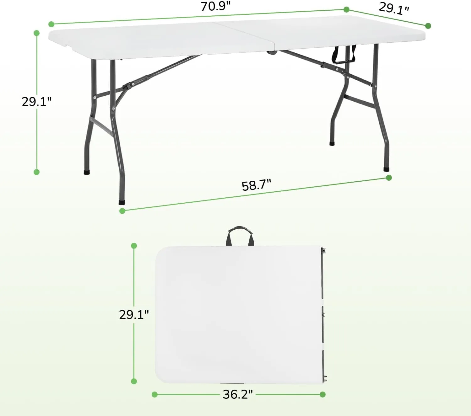 PayLessHere Folding Tables Plastic 6ft Half Portable Foldable Table for for Parties Wedding BBQ Camping, White 6 FT