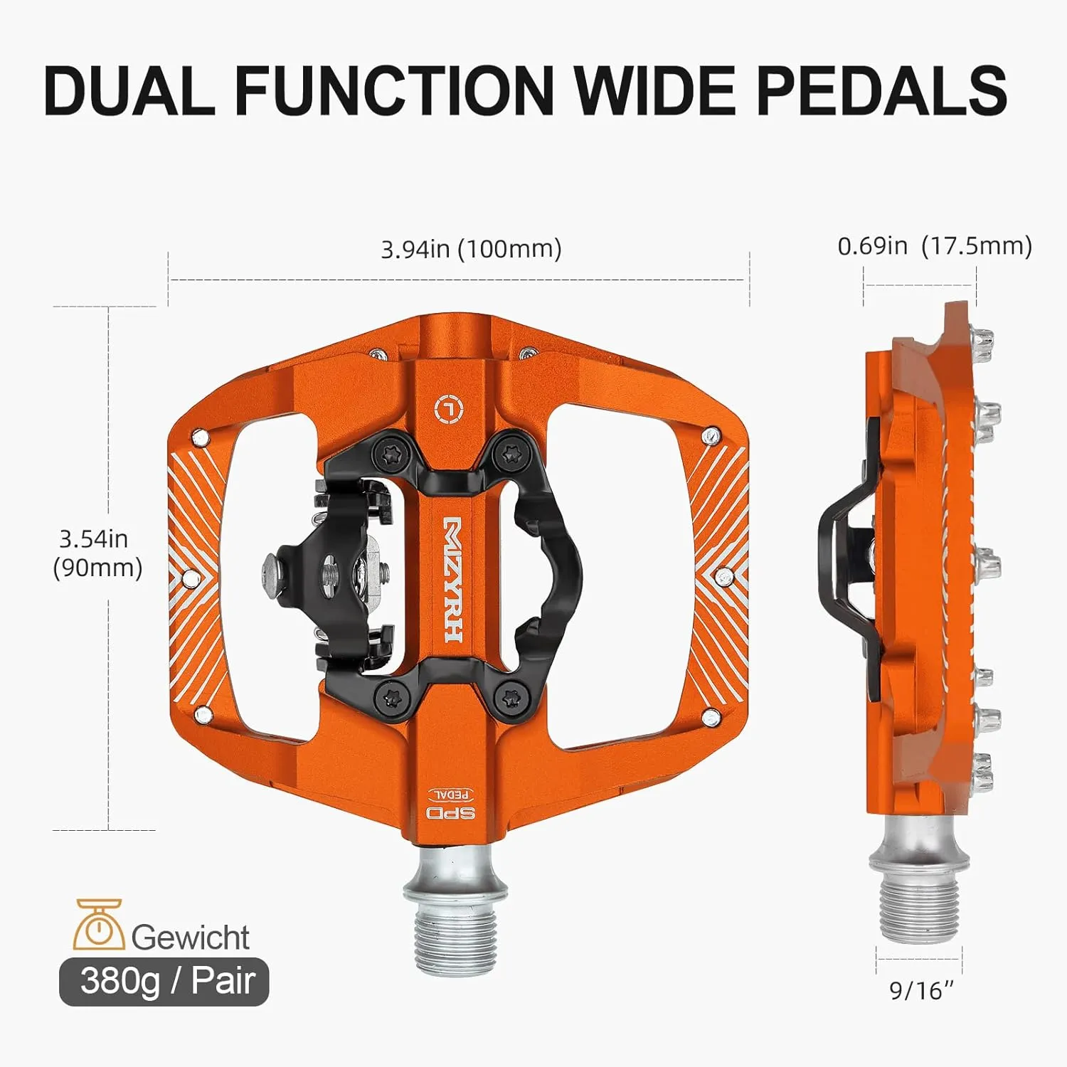 Pedal,MTB Mountain Bike Pedals Compatible with Dual Function Sealed Clipless Aluminum 9/16" Bicycle Flat Platform with Cleats for Road, MTB