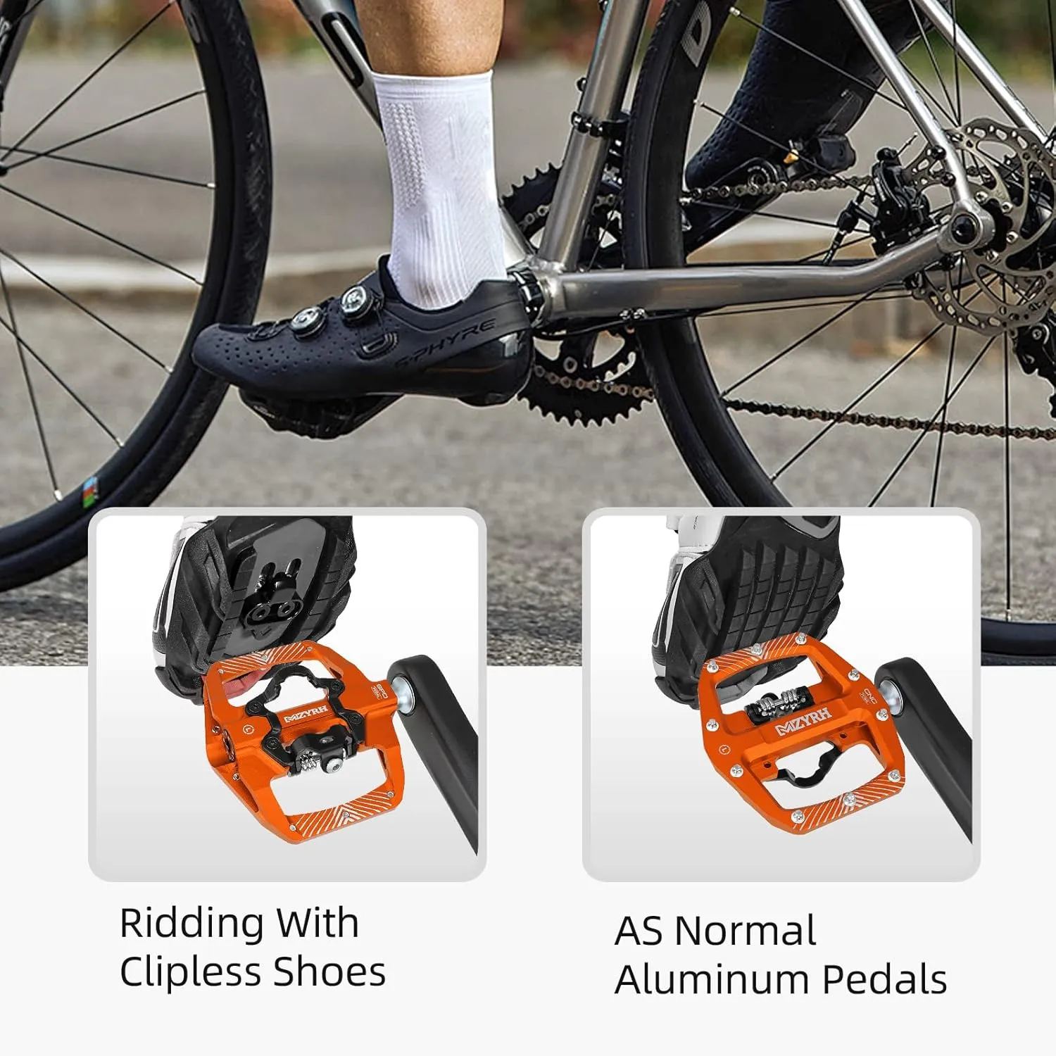 Pedal,MTB Mountain Bike Pedals Compatible with Dual Function Sealed Clipless Aluminum 9/16" Bicycle Flat Platform with Cleats for Road, MTB