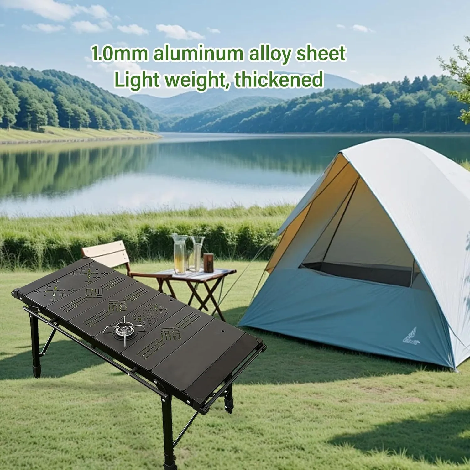 PerGar Camping Igt Table Board, Lightweight Detachable Igt Camping Table, Aluminum Alloy 0.5 Unit Igt Table Board Accessories, for Outdoor Cooking