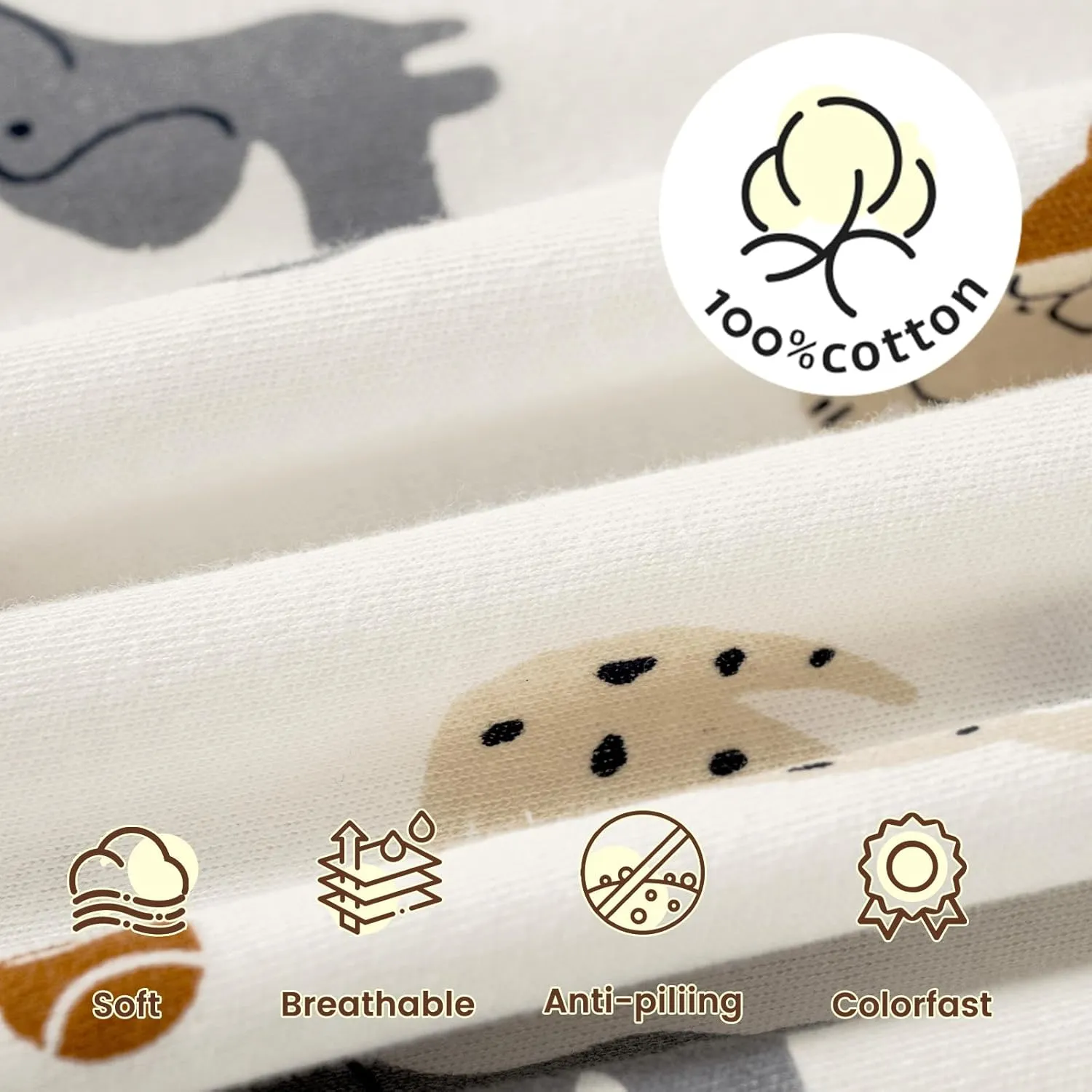 PHF Soft Baby Sleep Sack 6-12 Months 100% Cotton Wearable Blanket, 2-Way Zipper 0.5 TOG Toddler Sleeping Sack 3 Pack, Comfy Sleep Bag for Baby Boys Girls, Pets Dogs (Medium)
