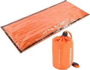 Pilipane Emergency Sleeping Bag Outdoor Reusable Thermal Waterproof Survival Camping Travel Bright Orange Compact Lightweight Durable for Hiking Camping Aluminum Foil Composite Film 140g
