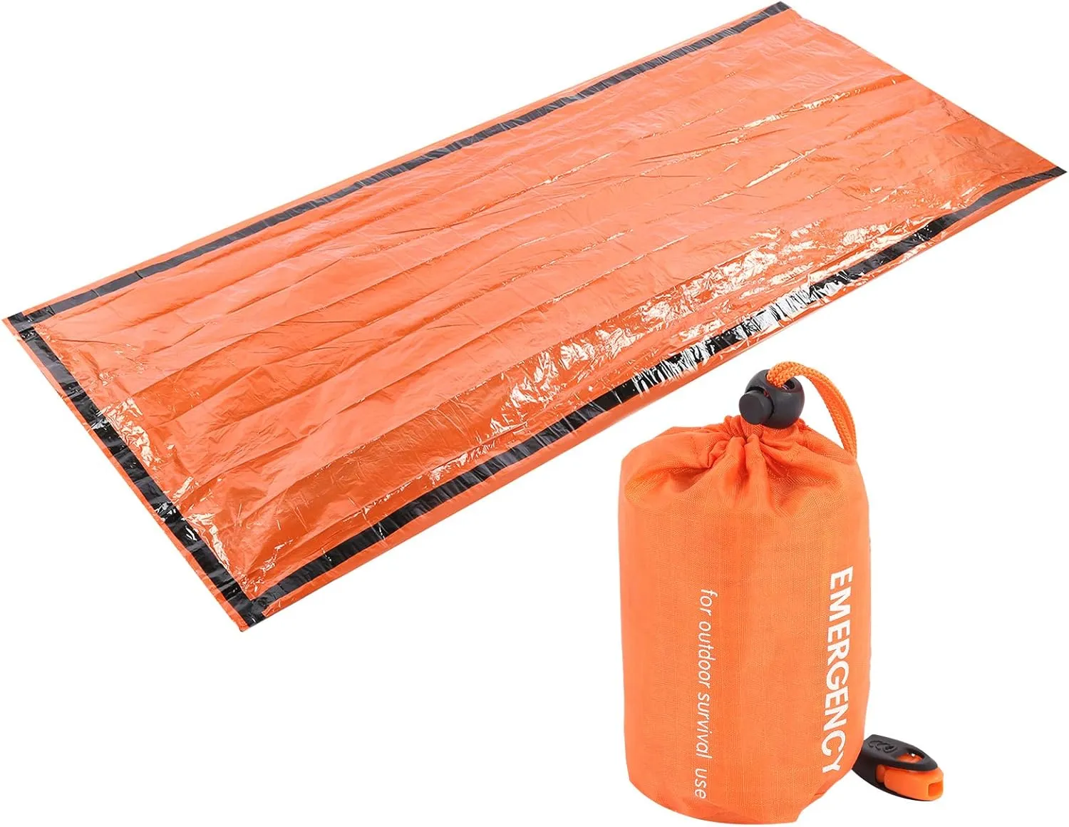 Pilipane Emergency Sleeping Bag Outdoor Reusable Thermal Waterproof Survival Camping Travel Bright Orange Compact Lightweight Durable for Hiking Camping Aluminum Foil Composite Film 140g