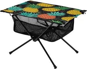 Pineapples Pattern Portable Folding Camping Table, Compact Lightweight Beach Table with Carrying Bag for Outdoor Picnics, BBQs, Camp