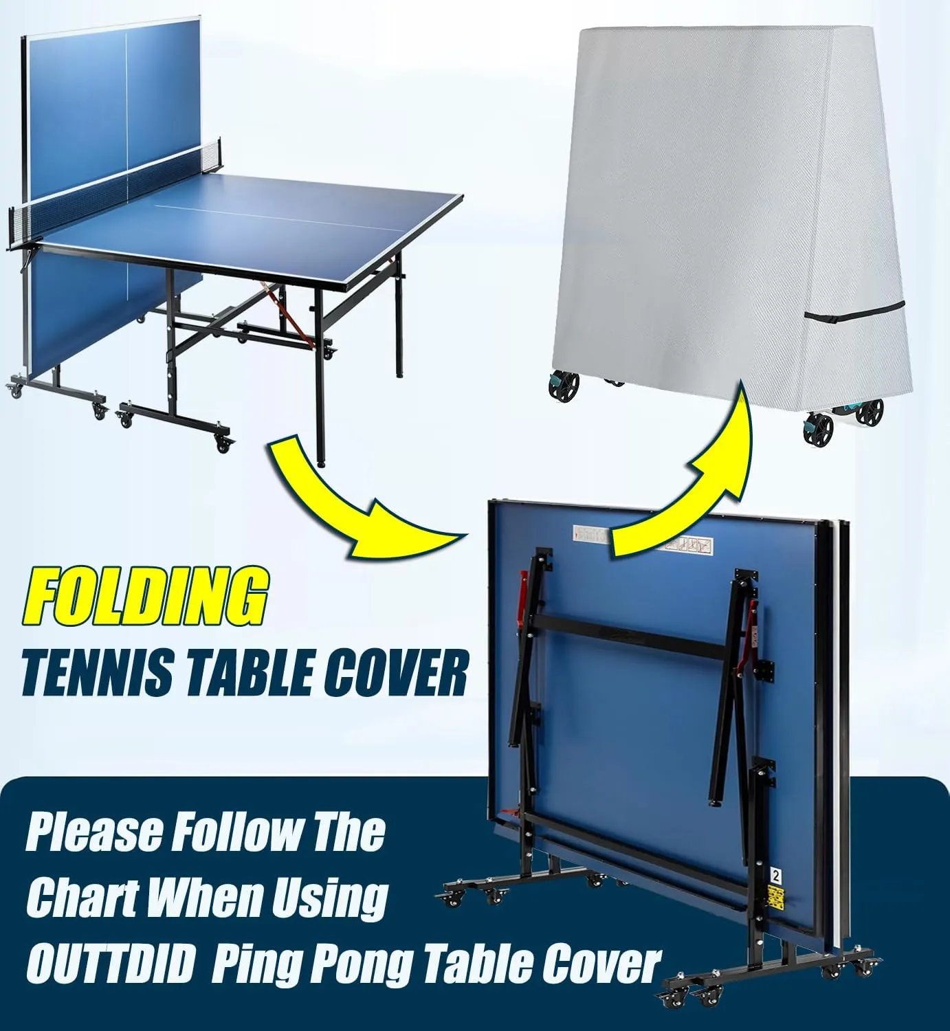 Ping Pong Table Cover 600D Heavy Duty Waterproof for Outdoor & Indoor Foldable 9 x 5 FT Folding Table Tennis Tables
