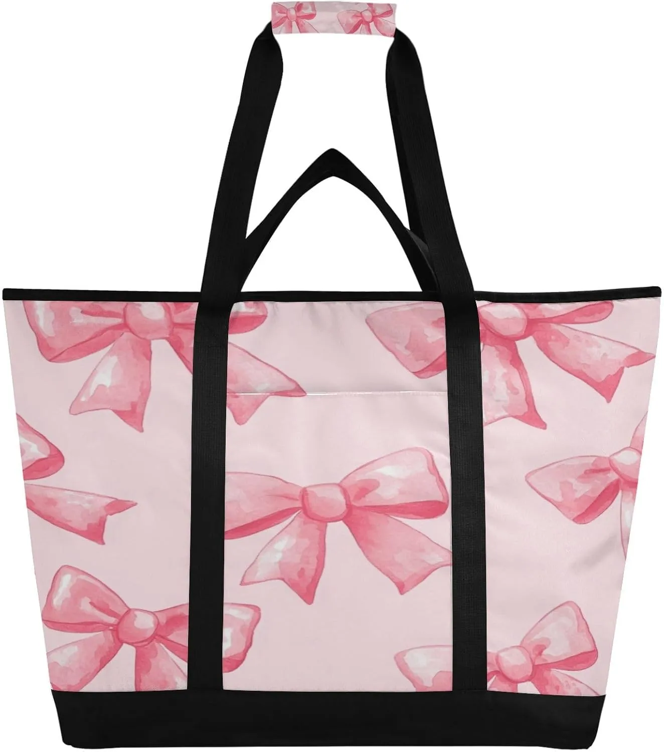 Pink Bow Ties Reusable Insulated Lunchbox Cooler Bag, Leakproof Kitchen Grocery Bag Collapsible Portable Cooler Tote Bag for Picnic, Camping, Office, Travel
