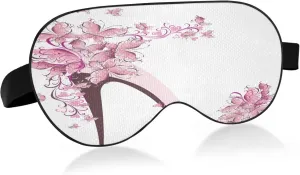 Pink High Heel Sleep Mask Light Blocking Eye Mask for Sleeping with Adjustable Strap Butterflies Soft Lightweight Eye Cover Blindfold for Men Women Work Travel Naps
