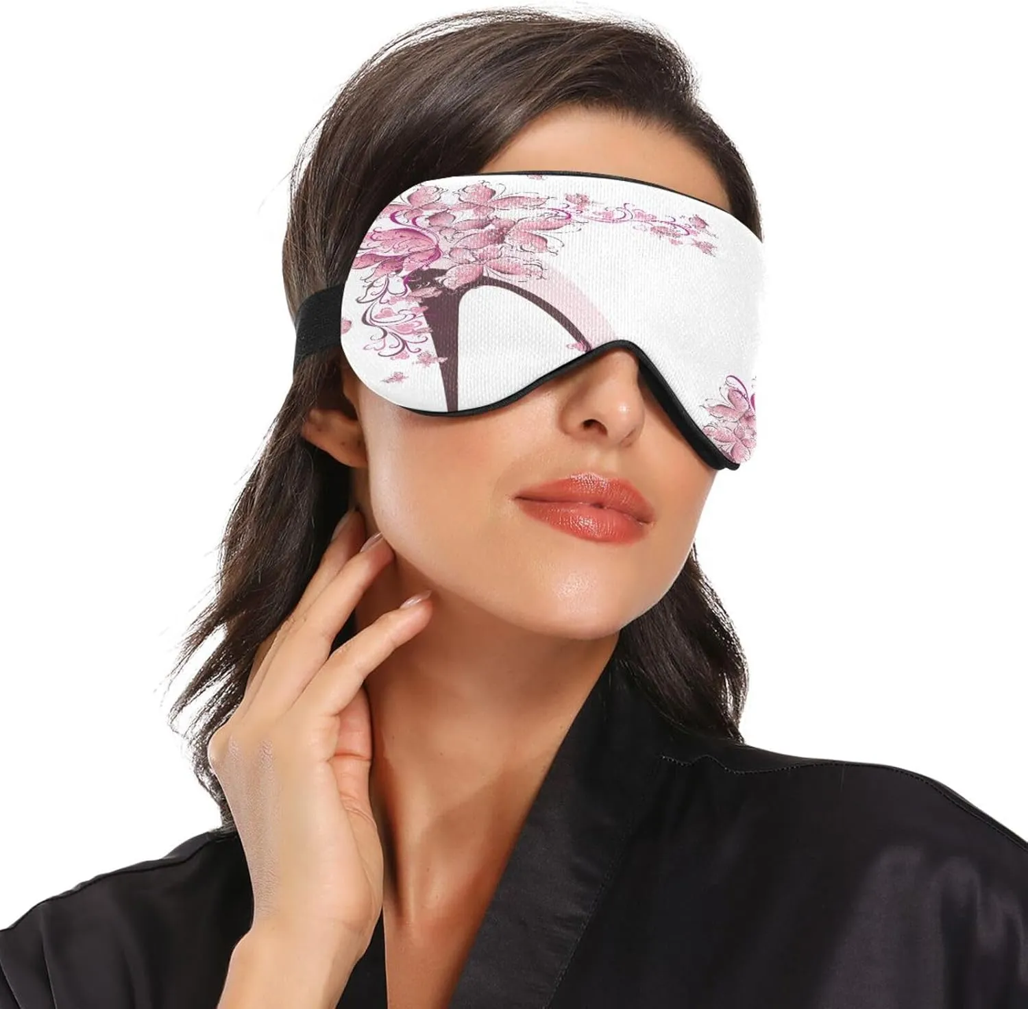 Pink High Heel Sleep Mask Light Blocking Eye Mask for Sleeping with Adjustable Strap Butterflies Soft Lightweight Eye Cover Blindfold for Men Women Work Travel Naps