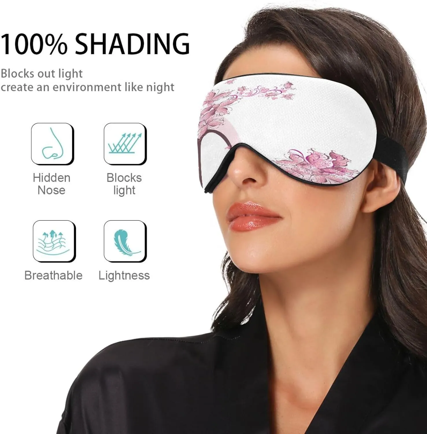 Pink High Heel Sleep Mask Light Blocking Eye Mask for Sleeping with Adjustable Strap Butterflies Soft Lightweight Eye Cover Blindfold for Men Women Work Travel Naps