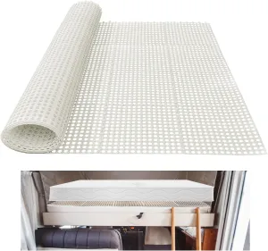 Plactic Mattress Underlay 83" L x 59" RV Under Mattress Modular Interlocking Ventilation Air Meshfiber Under Mattress Pad for RV Boat Camper Creating The Bed Air Dry and Flow（White）