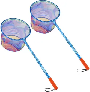 PLUSINNO Kids Fishing Net, Telescopic Lightweight Landing Net with Aluminum Pole Handle and Nylon Mesh, Catch and Release Butterfly Net for Kids Youth Outdoor