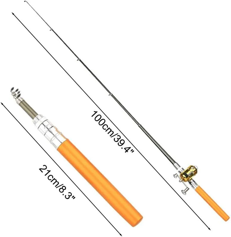 Pocket Fishing Rod, Telescopic Fish Rod Lightweight Pen Fishing Pole with Adjustable Rotating Wheel for Saltwater Freshwater Fishing