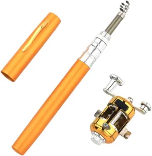 Pocket Fishing Rod, Telescopic Fish Rod Lightweight Pen Fishing Pole with Adjustable Rotating Wheel for Saltwater Freshwater Fishing