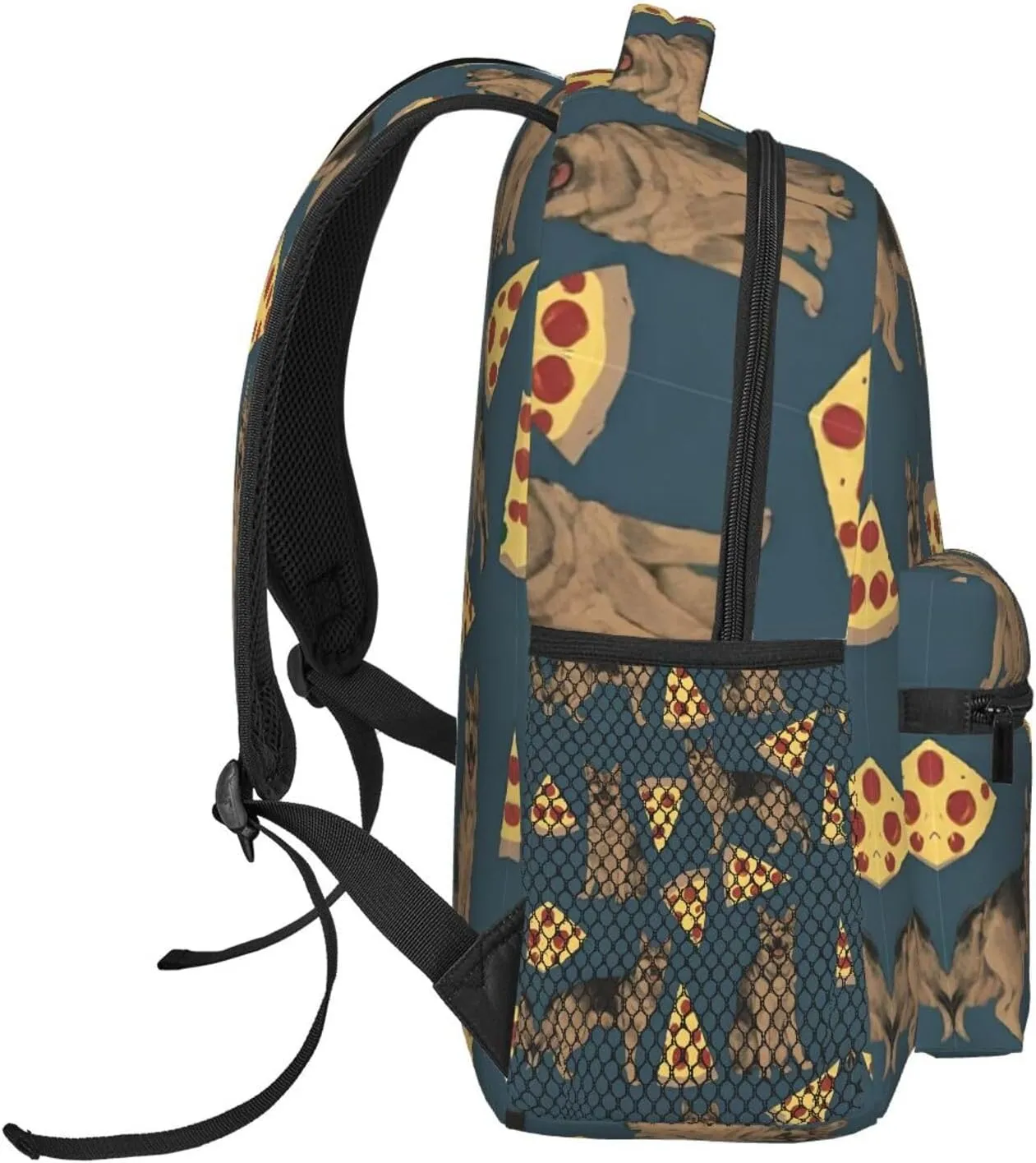 Polyester Daypack Backpack for Trekking Picnic Walking Cycling - Large Capacity Anti-Theft Multipurpose Shoulder Bag, German Shepherd Dog Pizza Art Casual Daypack