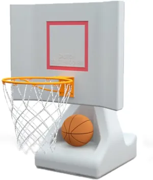 Pool Shot Rock The House Poolside Freestanding 15" Diameter Basketball Hoop, Includes 2 Waterproof Vinyl Basketballs, White