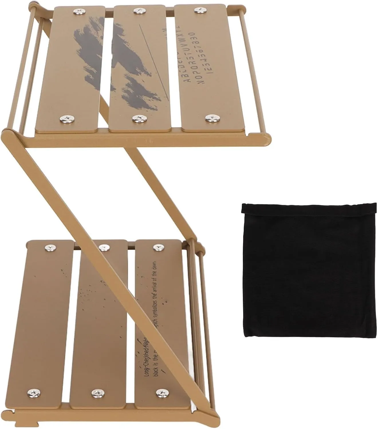 Portable Aluminium Alloy Folding Camping Table, Lightweight and Sturdy for Outdoor Activities, Double Deck Design, Easy to Fold and Carry with Storage Bag