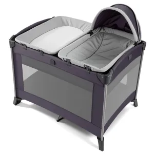 Portable Baby Playard 4 in 1 Design, Foldable Baby Playpen with Removable Bassinet, Canopy and Changing Table, Infant Playrad, Nursery Center Travel Crib