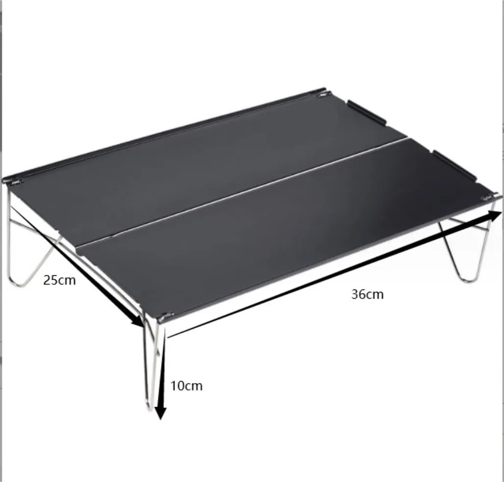 Portable Beach Table Camping Folding Table Mini Folding Portable Picnic Camping Table with Aluminum Legs Roll Up Table Folding Camping Table, 36*25*10cm, Black