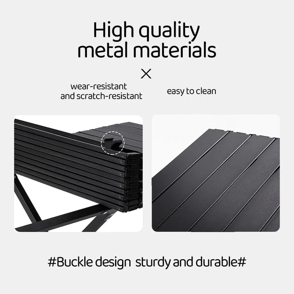 Portable Beach Table Folding Camping Table with Carry Bag Lightweight Roll-Up Table Aluminum Folding Camp Table Folding Camping Table