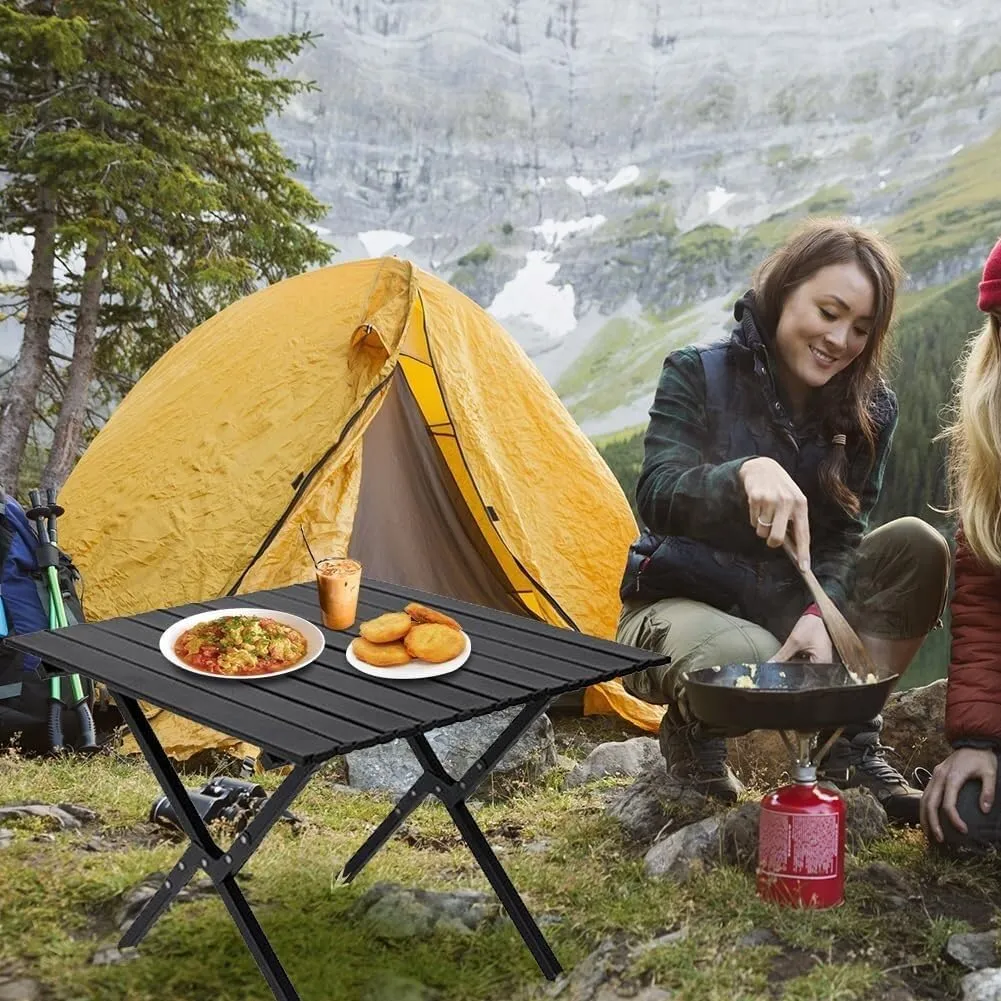 Portable Beach Table Folding Camping Table with Carry Bag Lightweight Roll-Up Table Aluminum Folding Camp Table Folding Camping Table