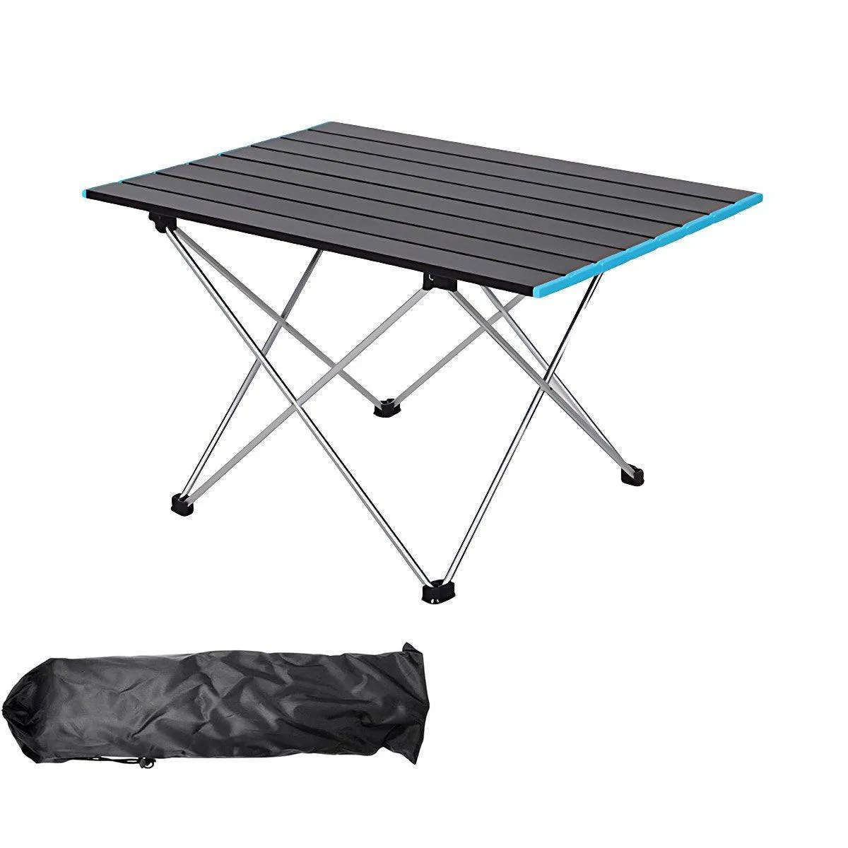 Portable Black Folding Table for Camping Trip BBQ Outdoor Picnic Stall Table