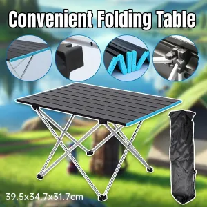Portable Black Folding Table for Camping Trip BBQ Outdoor Picnic Stall Table
