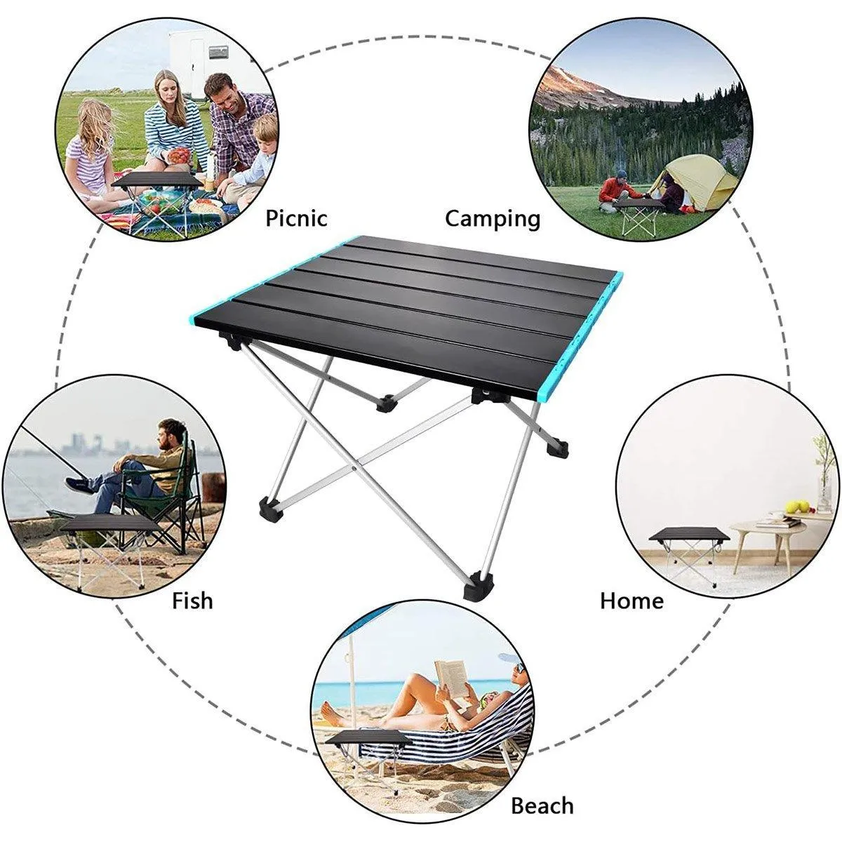 Portable Black Folding Table for Camping Trip BBQ Outdoor Picnic Stall Table