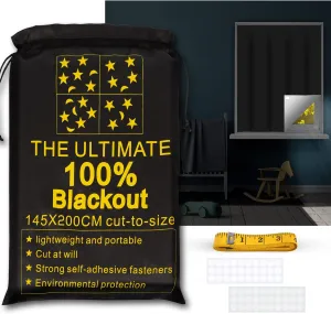 Portable Blackout Shades (79" x 57") Window Curtains, 100% Blackout Material Temporary Blinds for Baby Nursery, Bedroom, Dorm Room, Office or Travel Use