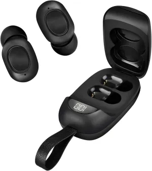 Portable Bluetooth Earbuds Compatible with Meizu 20 Noise Cancelling LED Display, Mic 8D Bass IPX4 Waterproof/Sweatproof with PowerBank for 24h Use (Black)